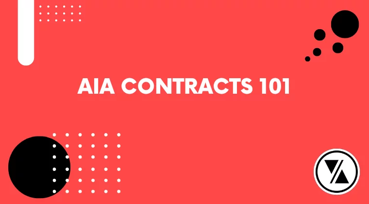 red slide with bold white text reading “AIA Contracts 101,” used for ARE 5.0 PjM 101 online exam prep course or architectural study content.
