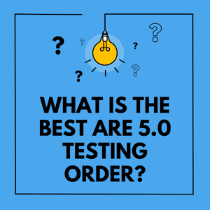 Best ARE 5.0 testing order lightbulb surrounded by question marks on blue background