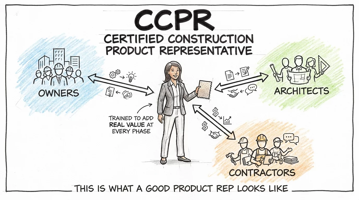 CCPR certified product representative connecting owners, architects, and contractors at every project phase