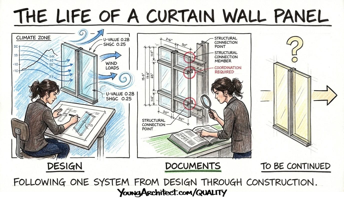 Curtain wall QA QC example tracked through design and documentation