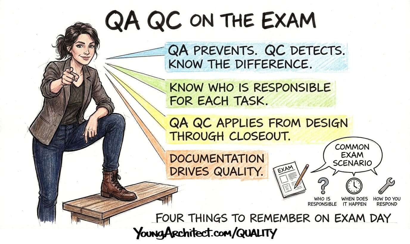 QA QC exam tips, four things to remember for the ARE and CDT