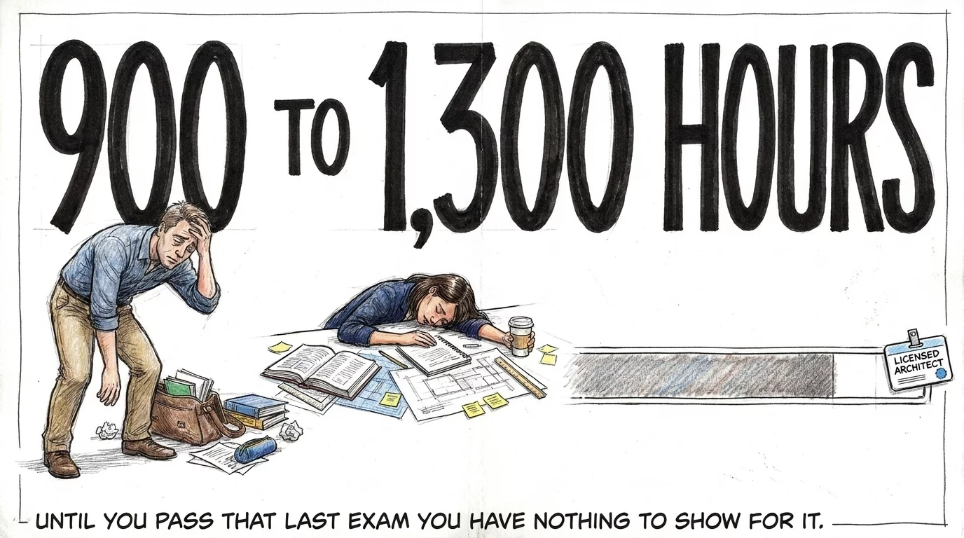 Two ARE candidates exhausted after 900 to 1,300 hours of studying with no credential to show for it