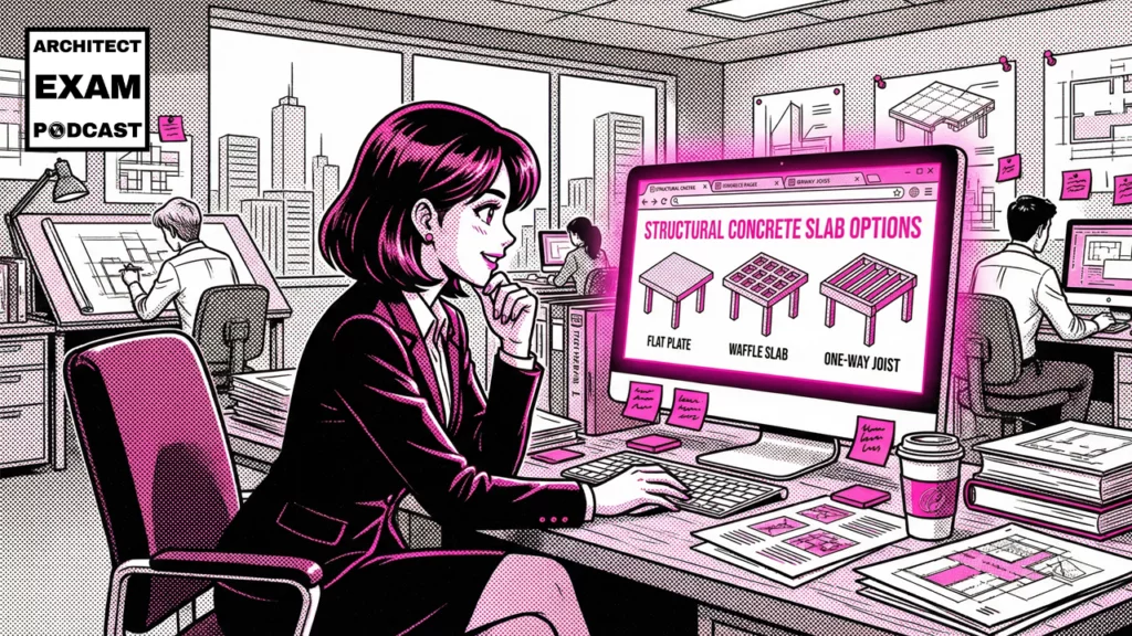 Architect researching Concrete slab types and structural systems for the ARE exam