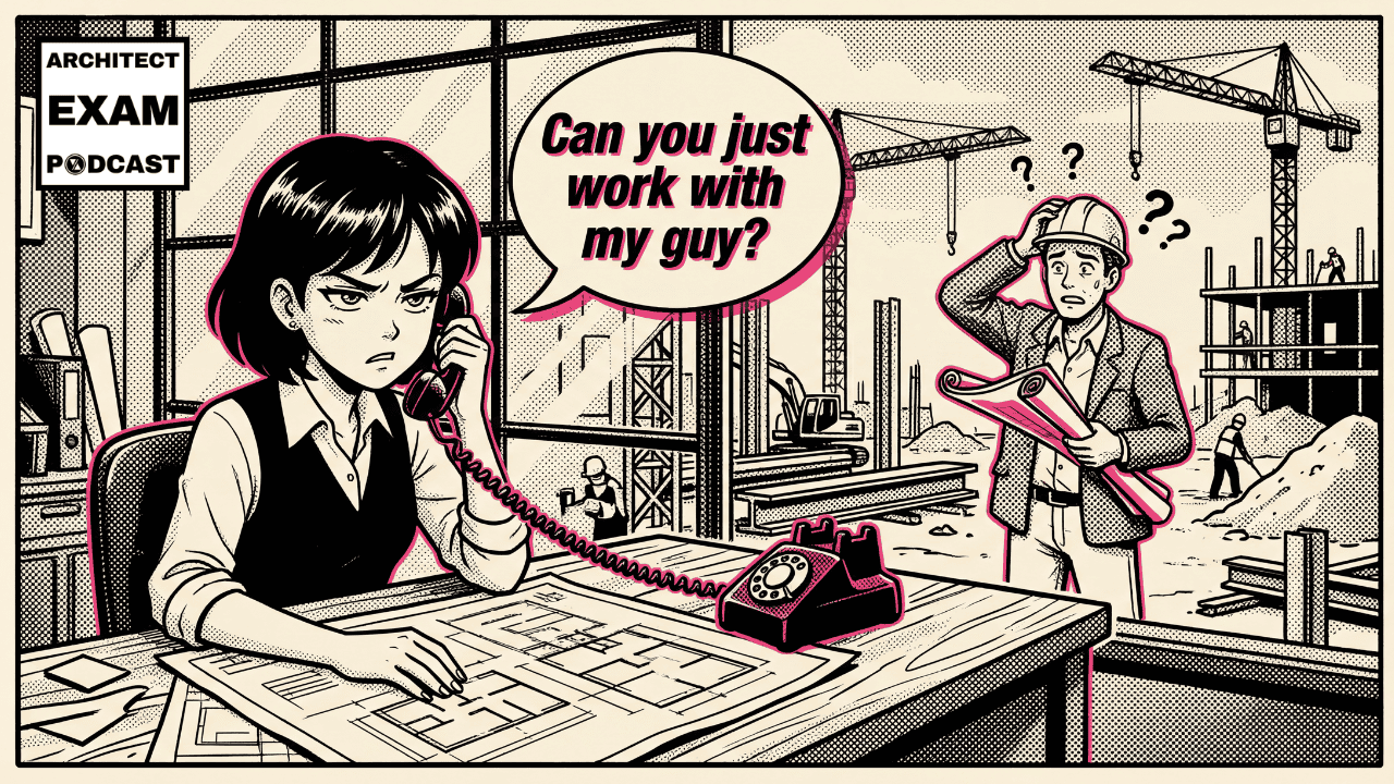 Owner calls a frustrated architect asking to work with the owner's consultants while a confused contractor stands on the job site