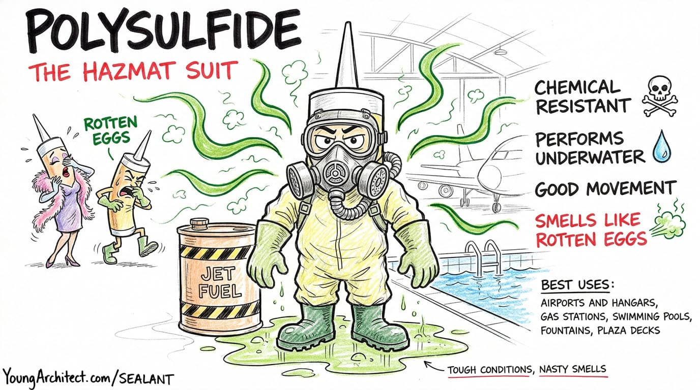 Polysulfide sealant the hazmat suit, chemical and water immersion resistant