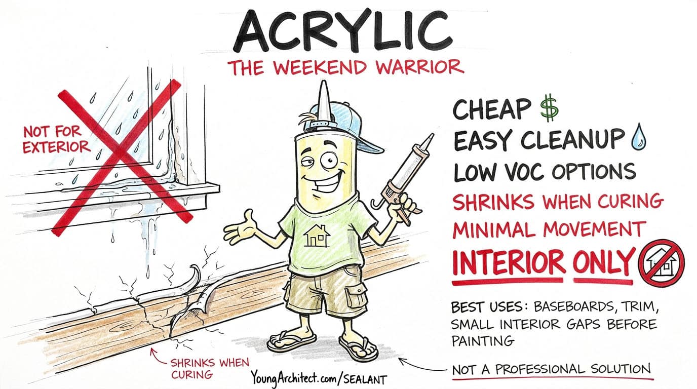 Acrylic sealant the weekend warrior, cheap and easy but interior use only