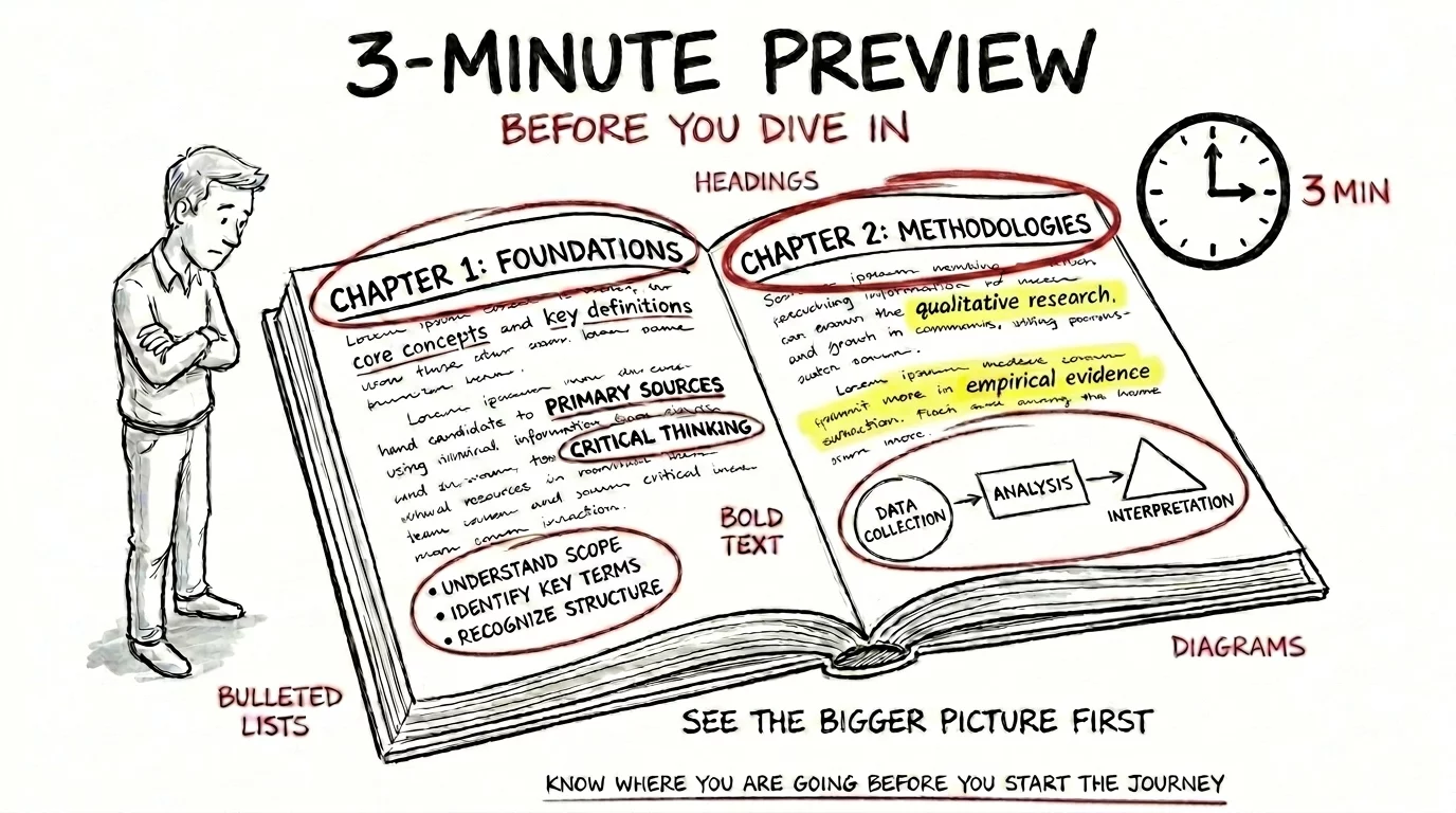 3-minute preview before you dive in - see the bigger picture first by scanning headings, diagrams, and bulleted lists