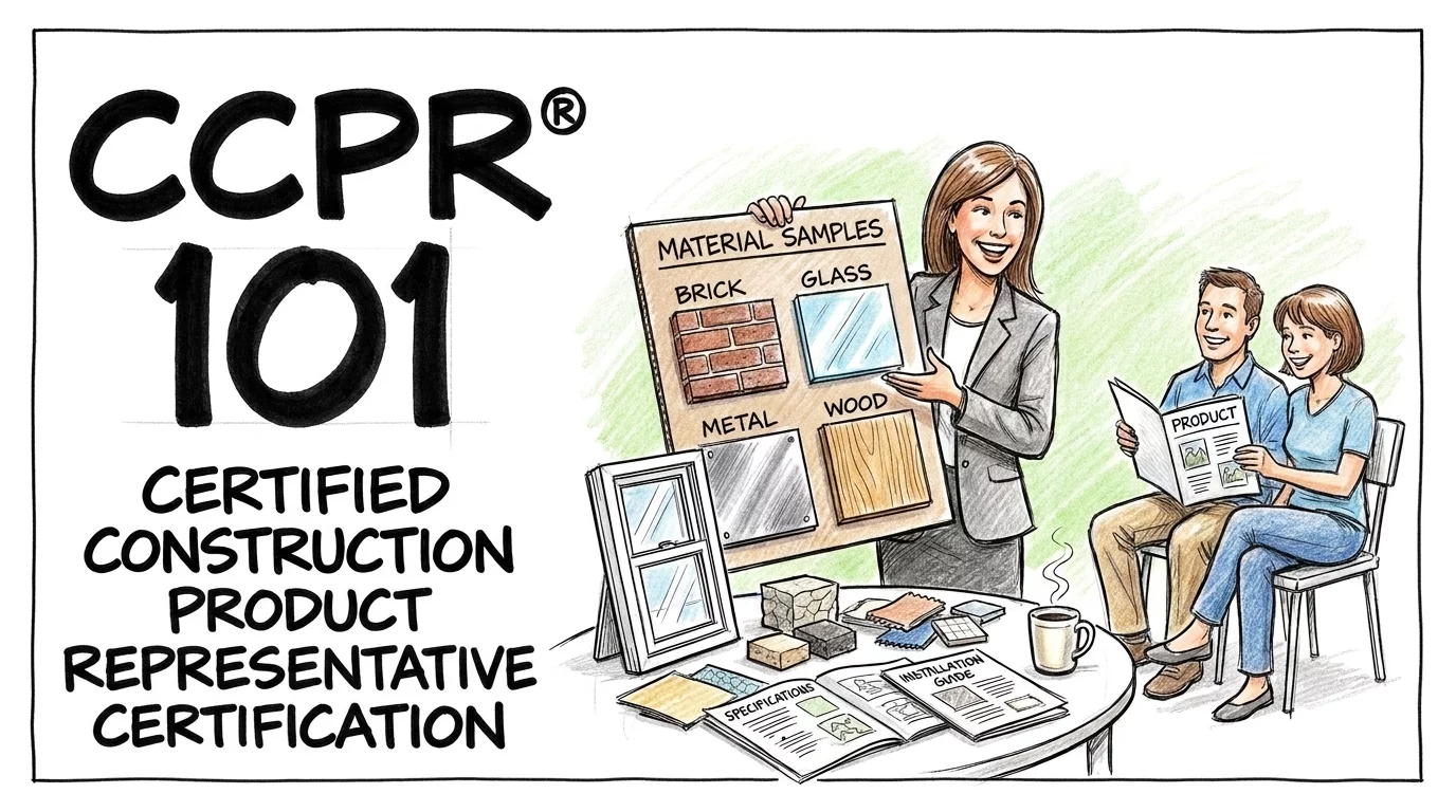 CCPR 101 Certified Construction Product Representative certification course card.