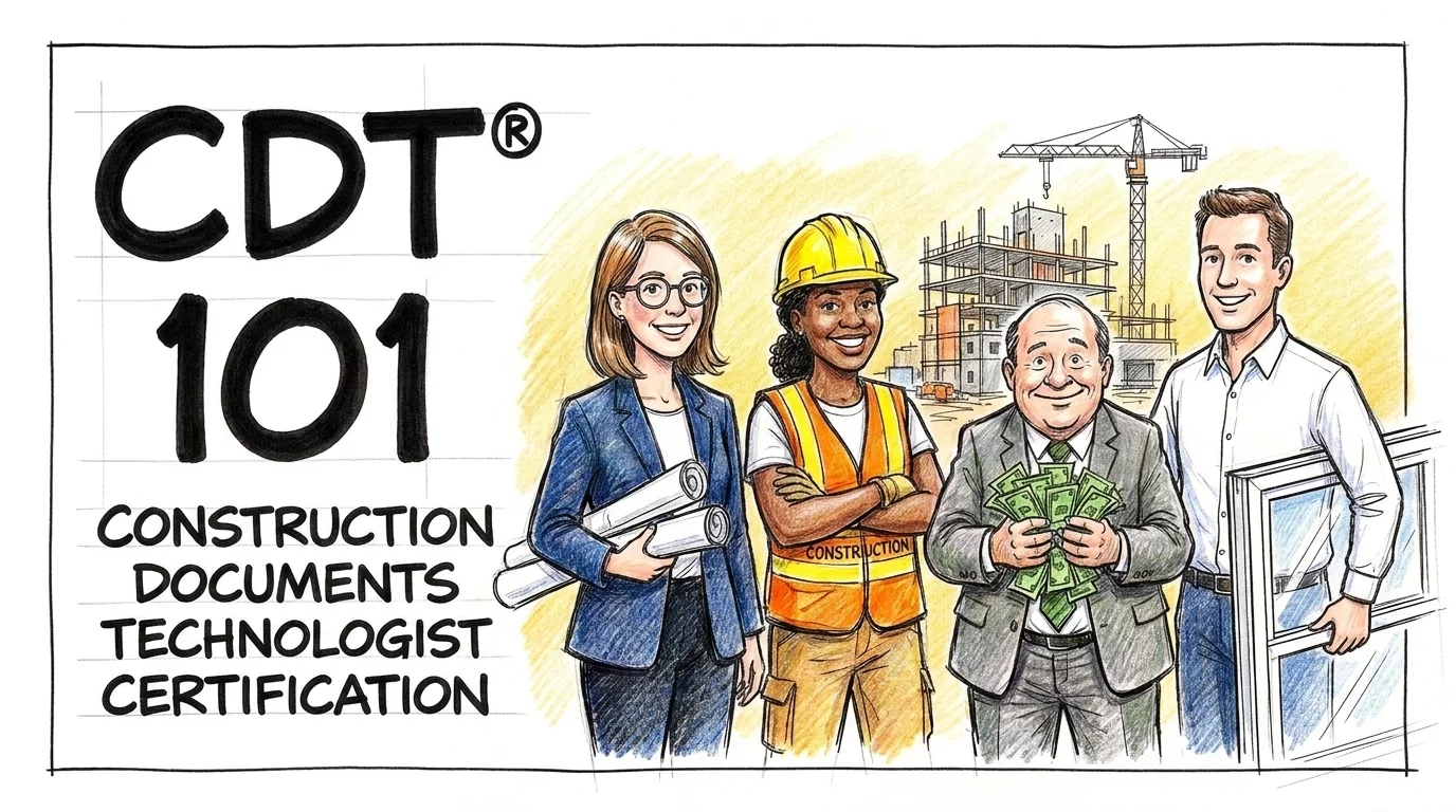 CDT 101 Construction Documents Technologist certification course card.