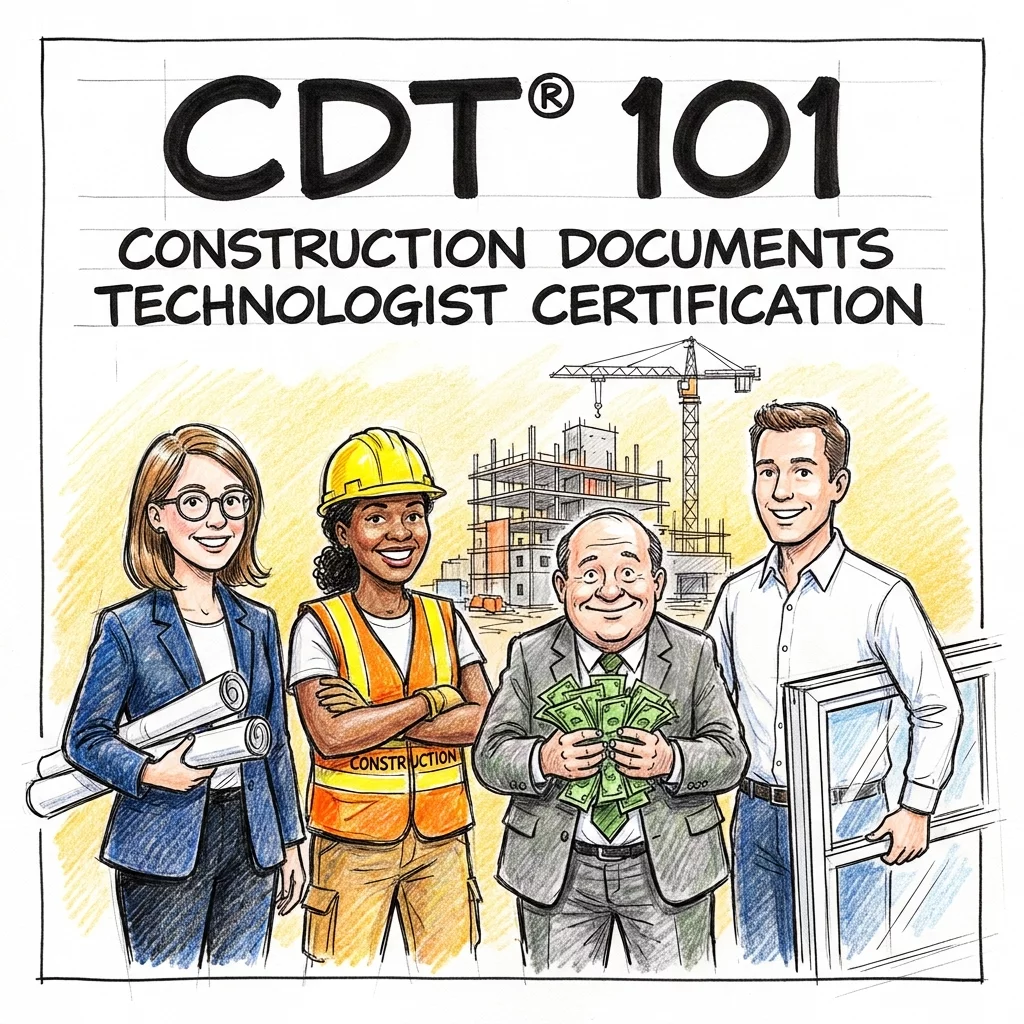 CDT 101 course card showing construction industry professionals at a job site.