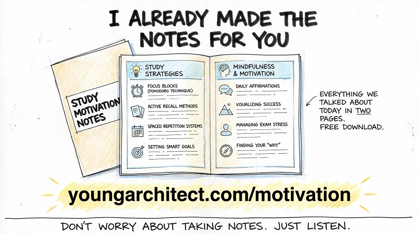 Open study notes booklet with strategies and motivation tips available for free download