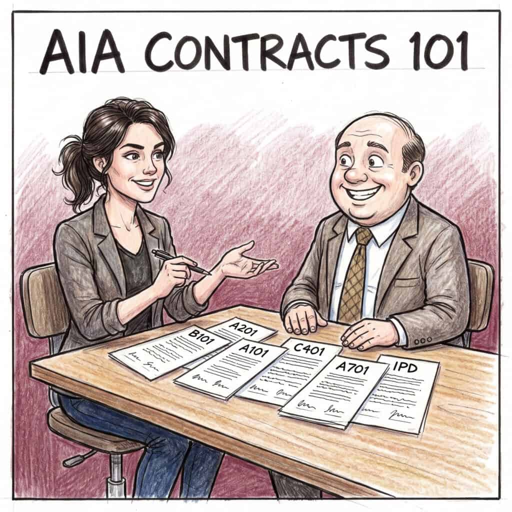 AIA Contracts 101 exam prep with B101, A201, C401, A701, and IPD contract documents