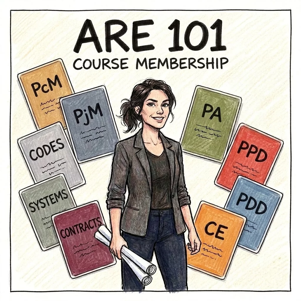 ARE 101 Membership featuring PcM, PjM, PA, PPD, PDD, CE, and supplementary courses