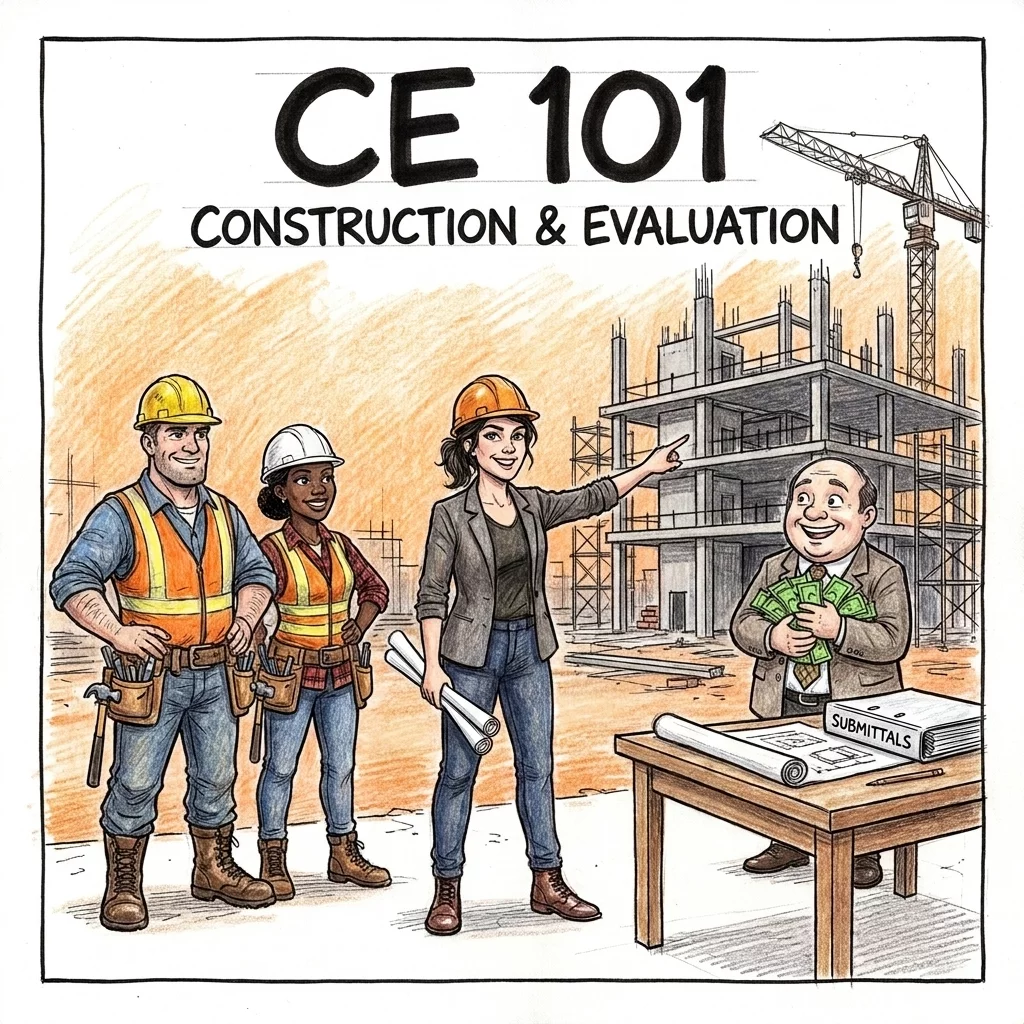 CE 101 Construction and Evaluation exam prep with a construction team and submittals
