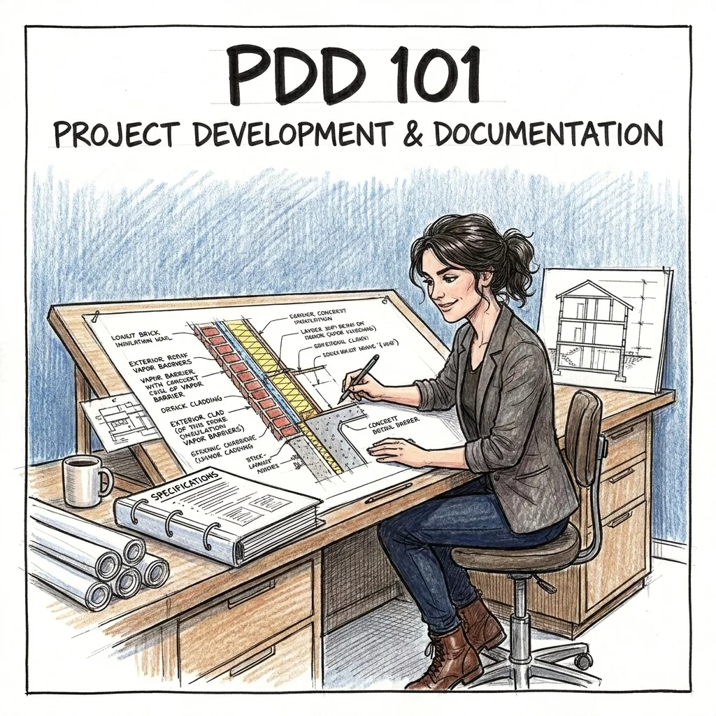 PDD 101 Project Development and Documentation exam prep with wall assembly details