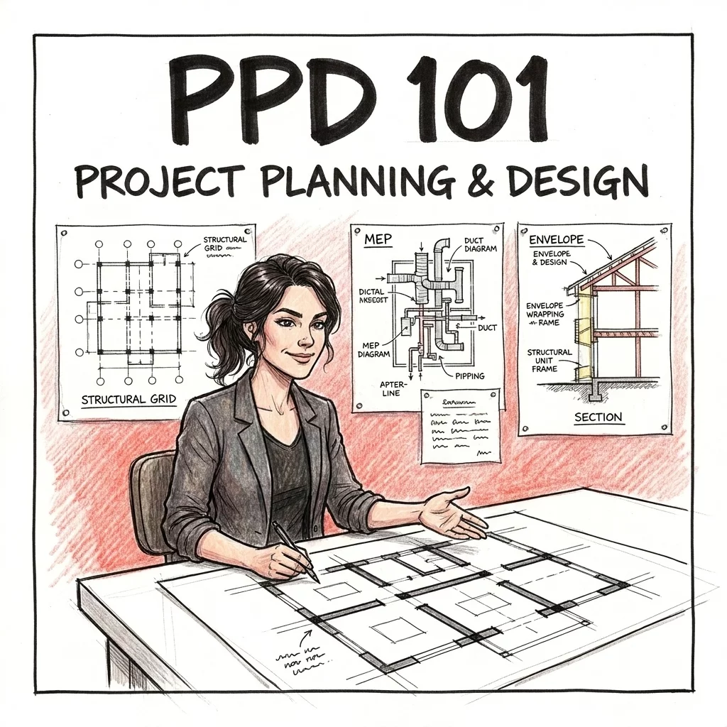 PPD 101 Project Planning and Design exam prep with structural, MEP, and envelope details