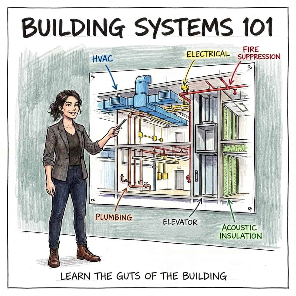 Building Systems 101 exam prep with HVAC, plumbing, electrical, and acoustic insulation systems
